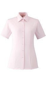 en joie(アンジョア) 06165 シワになりにくくストレッチで透け防止の半袖ニットシャツ 93-06165