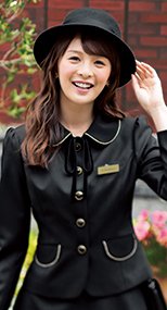 en joie(アンジョア) 81650 上質感あふれるディテールで品格あるジャケット(リボン付き) 無地 93-81650