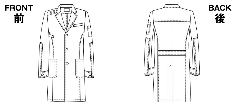 1537PR FOLK(フォーク)×Dickies メンズシングルコート(男性用)のハンガーイラスト・線画