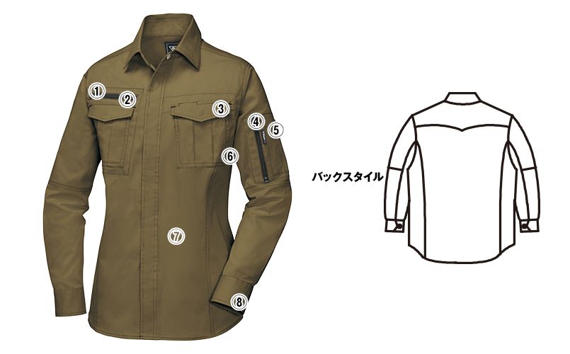 ジーベック 2015 綿100%長袖シャツ(女性用) 商品詳細・こだわりPOINT
