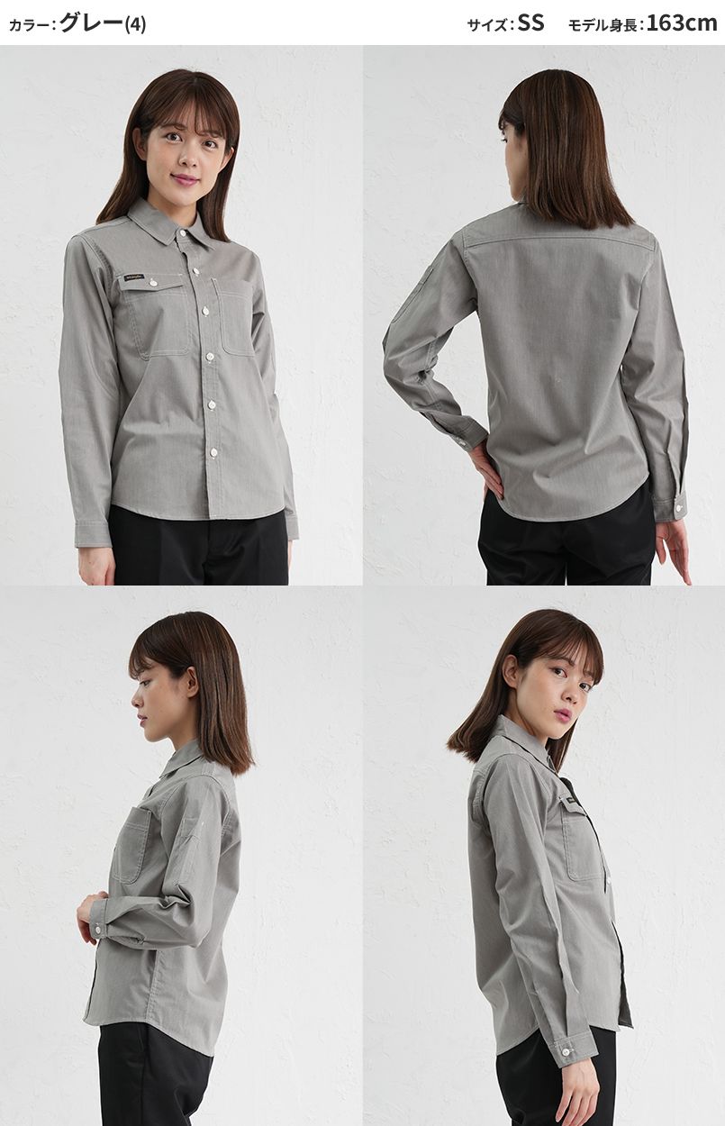 AZ64435 Wrangler(ラングラー) 長袖シャツ(男女兼用) モデル前後(レディース)