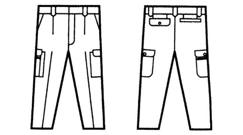 40102 自重堂 製品制電ワンタックカーゴパンツ(JIS T8118適合) ハンガーイラスト・線画