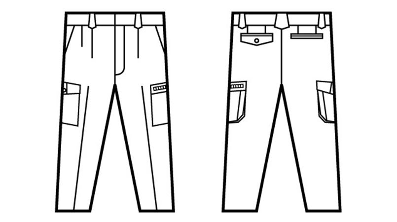 80202 自重堂 綿100%ストレッチ ツータックカーゴパンツ ハンガーイラスト・線画
