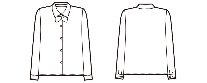 en joie(アンジョア) 01060 光沢のストライプがシャープで華やかな長袖ブラウス(リボン付) ハンガーイラスト・線画