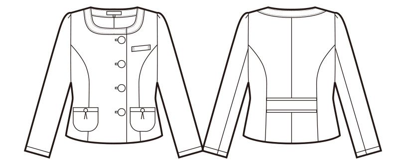 en joie(アンジョア) 81730 知的エレガンスで高級感のあるブルーツイード素材ジャケット ハンガーイラスト・線画