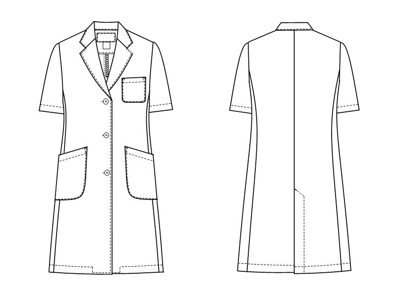 KEX5132 ナガイレーベン(nagaileben) ケックスター シングル半袖診察衣(女性用) ハンガーイラスト・線画